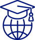 Icon of globe with graduation hat